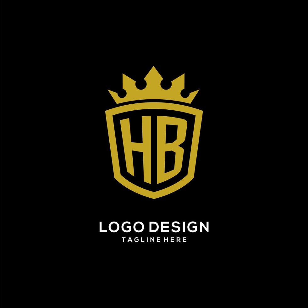 style de couronne de bouclier de logo hb initial, conception de logo monogramme élégant de luxe vecteur