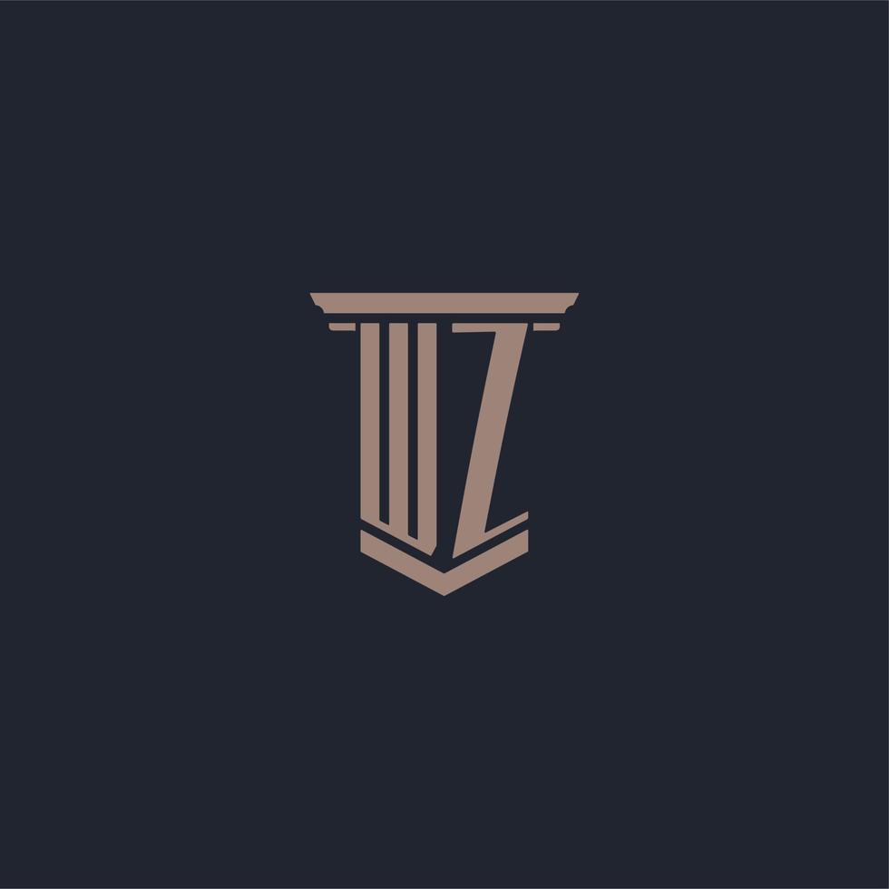 logo monogramme initial wz avec un design de style pilier vecteur