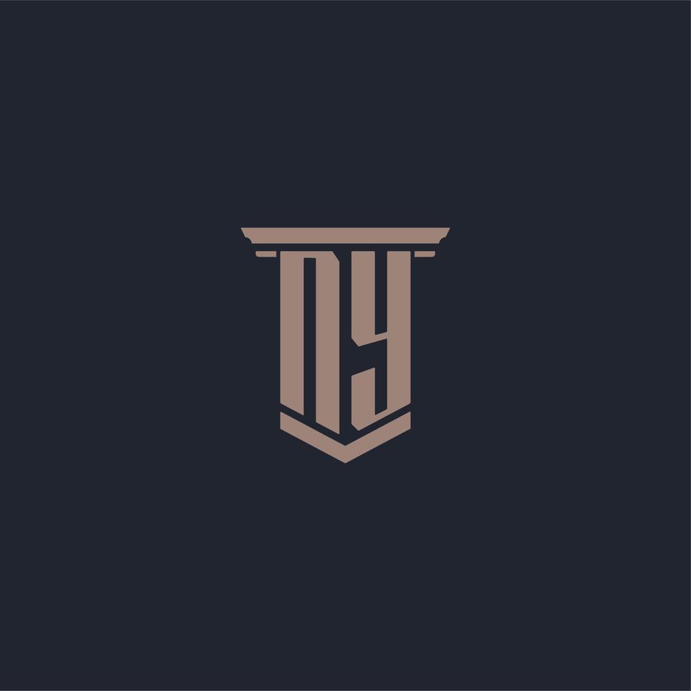 logo monogramme initial ny avec un design de style pilier vecteur