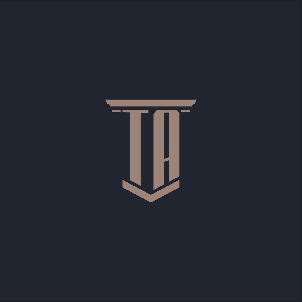 ta logo monogramme initial avec un design de style pilier vecteur