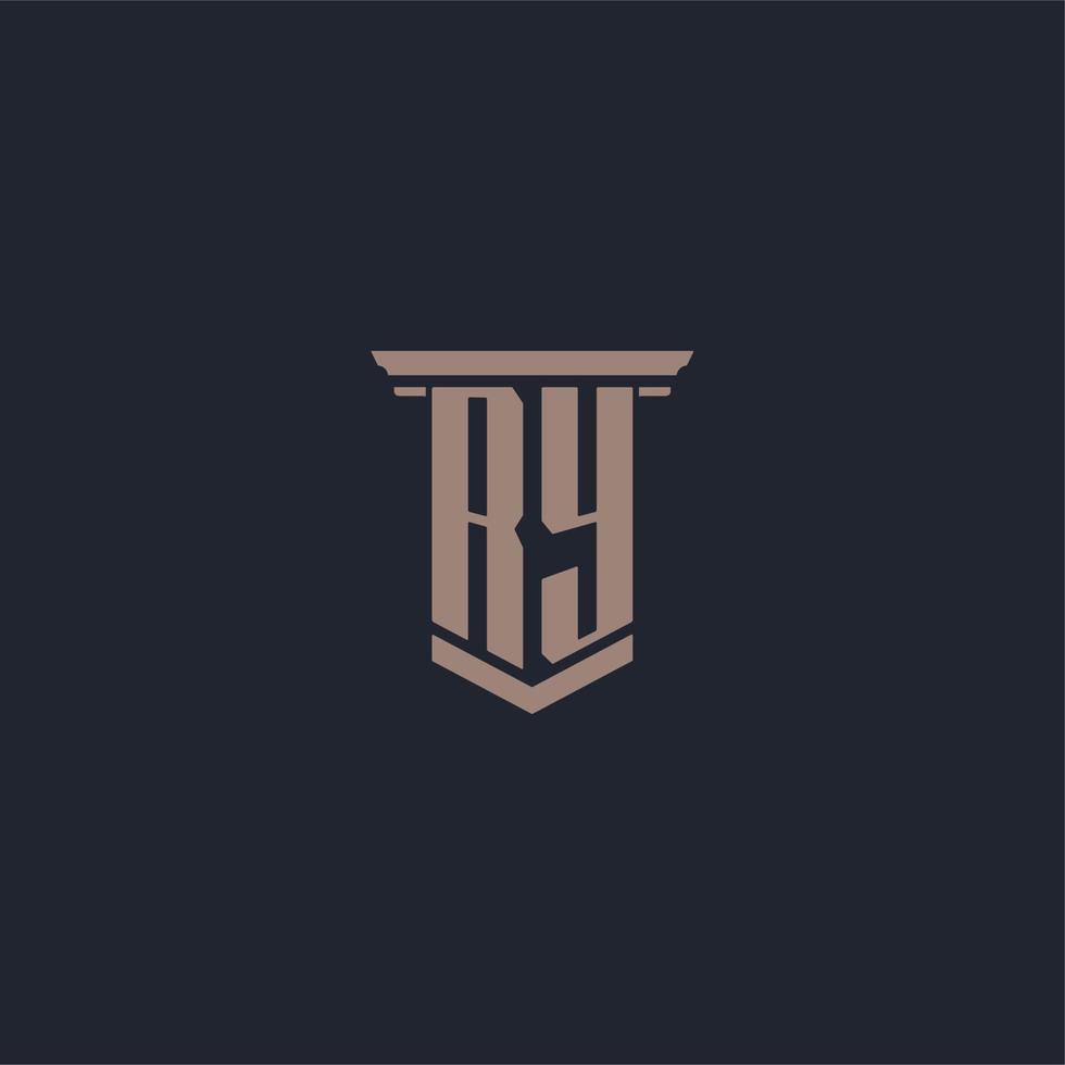 logo monogramme initial ry avec un design de style pilier vecteur