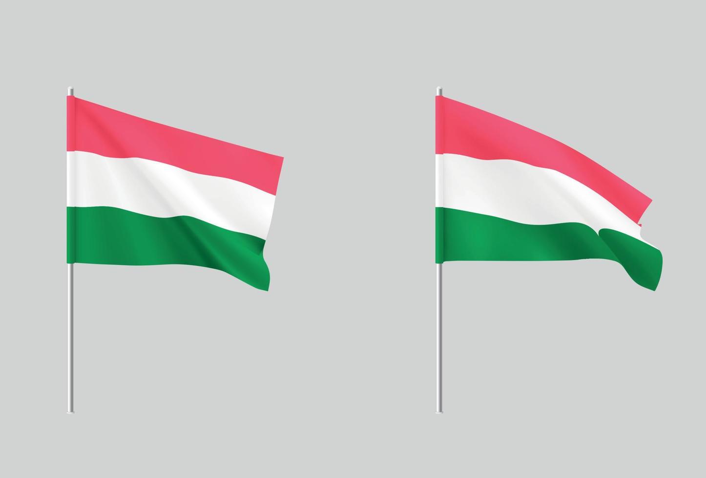 drapeaux hongrois. ensemble de drapeaux hongrois réalistes nationaux. vecteur