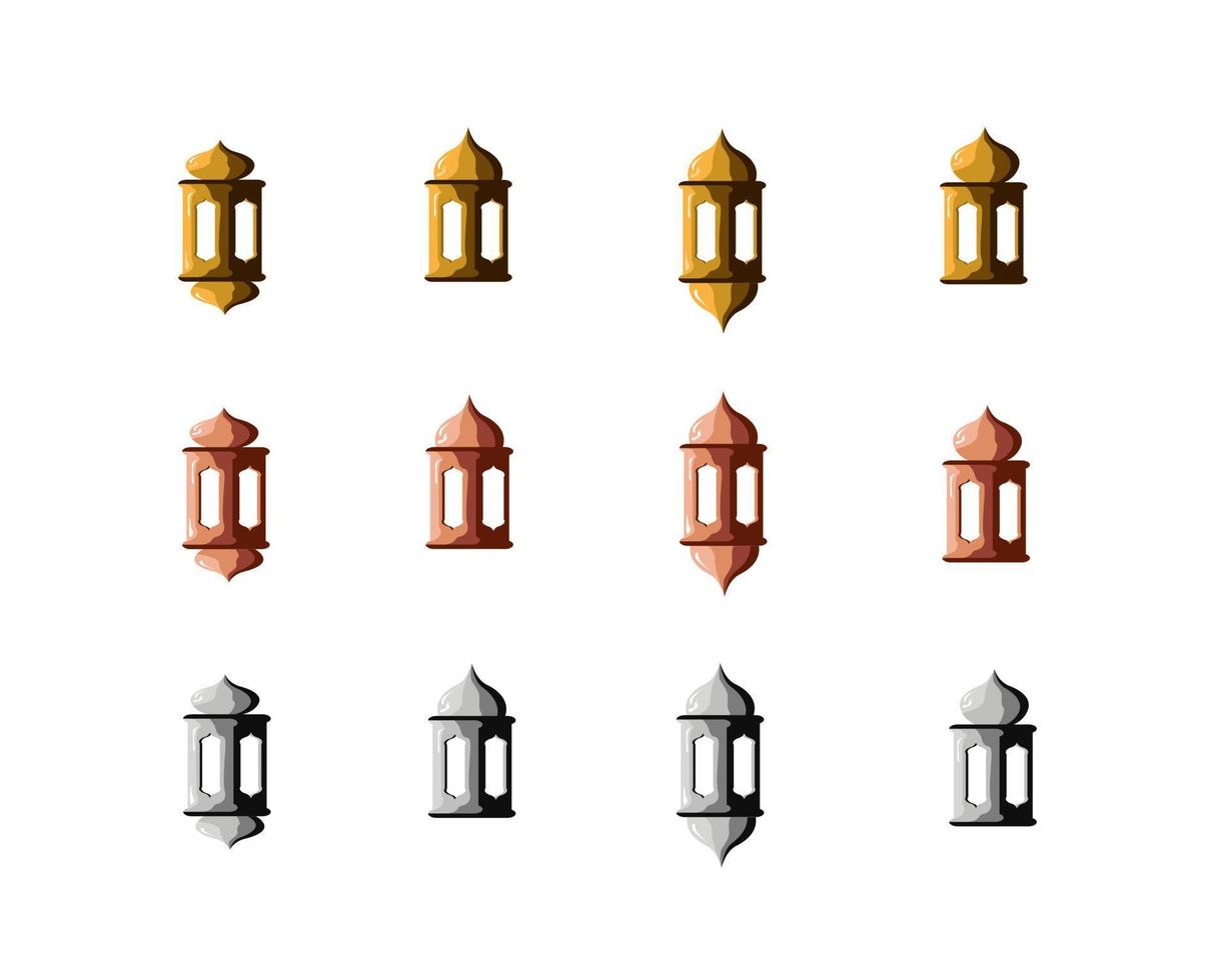 illustration vectorielle de l'ensemble complet de la lampe islamique vecteur