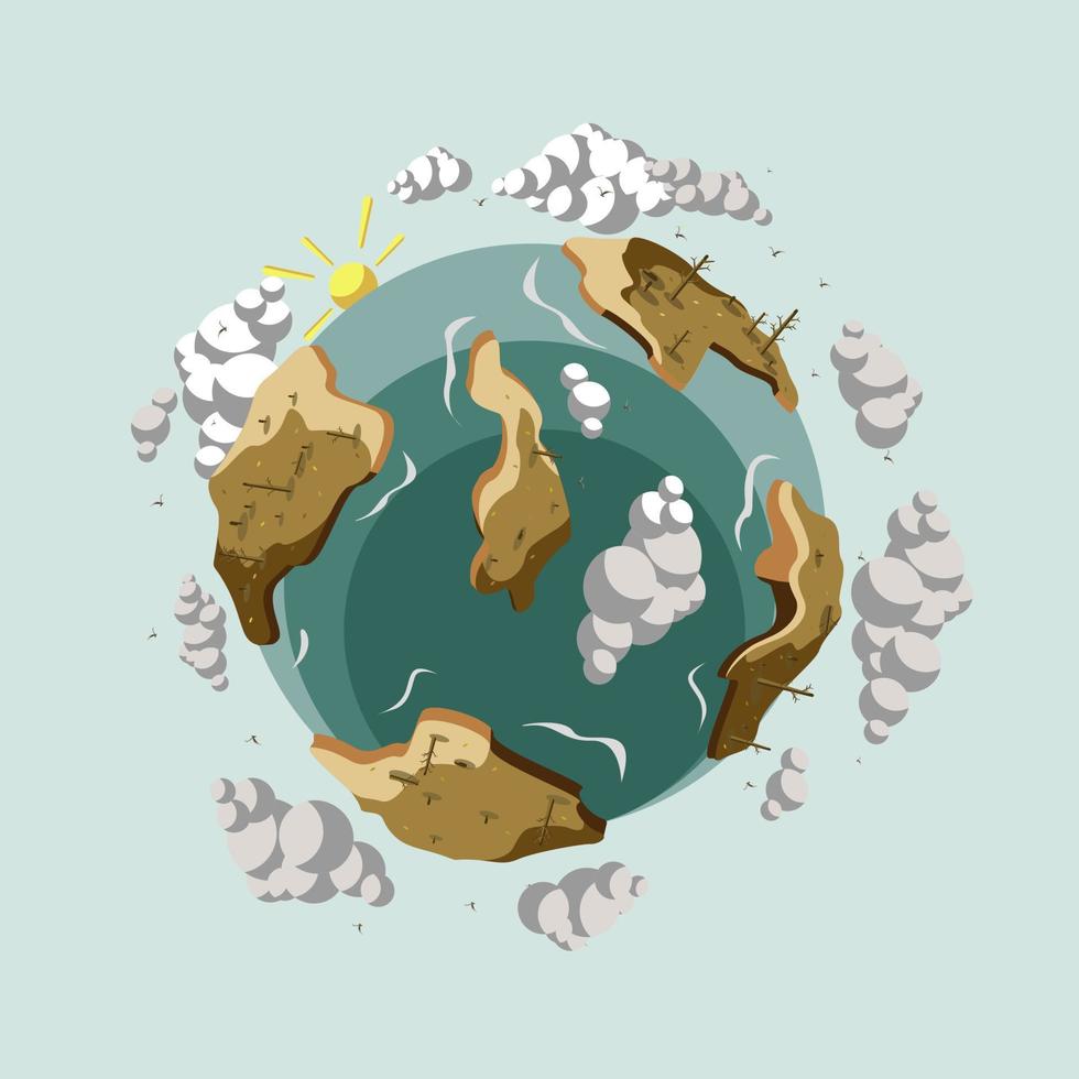 journée mondiale de l'environnement, illustration vectorielle du jour de la terre heureuse de la vue du globe terrestre brisé vecteur