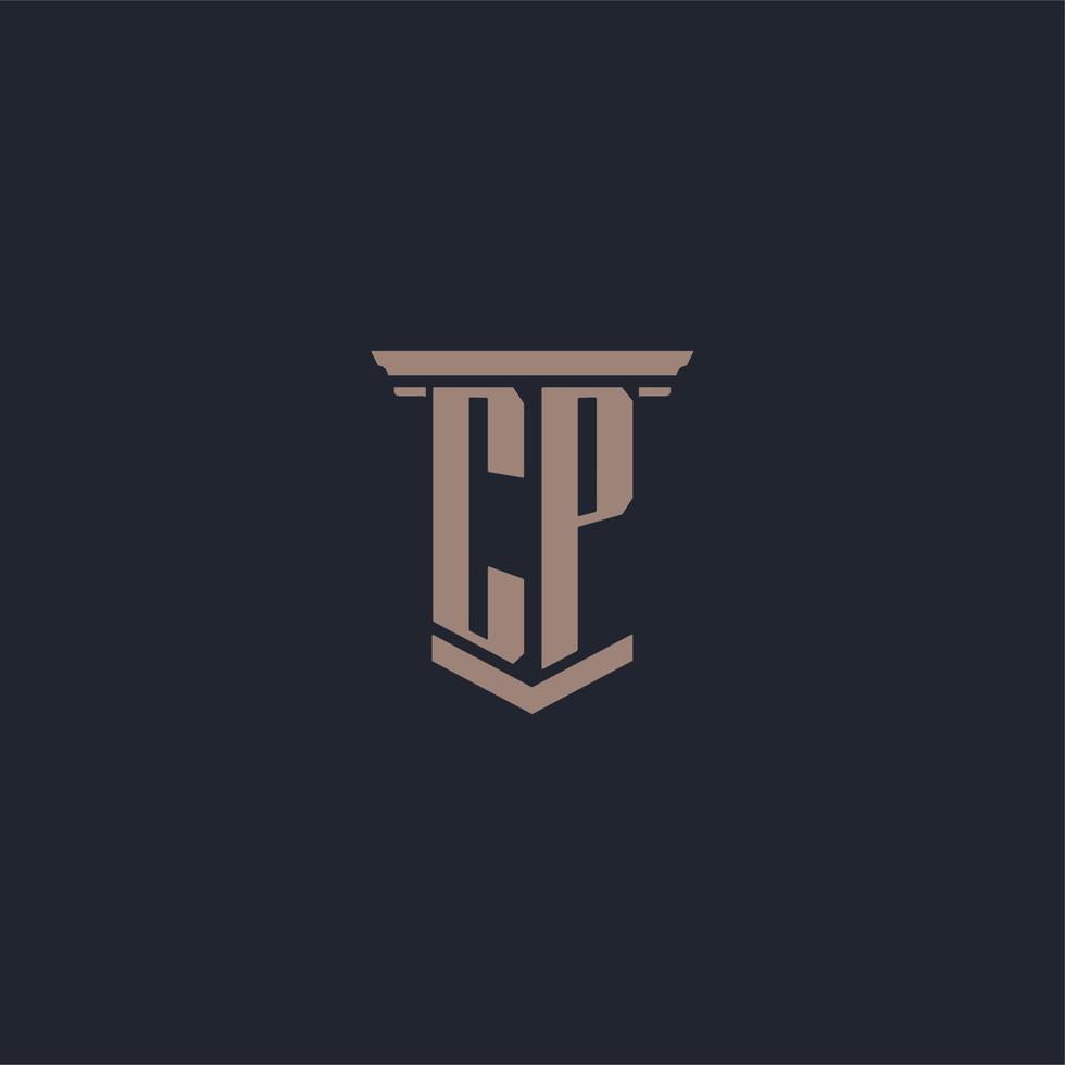 logo monogramme initial cp avec design de style pilier vecteur