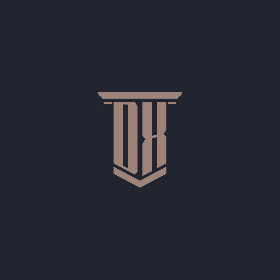 logo monogramme initial dx avec un design de style pilier vecteur