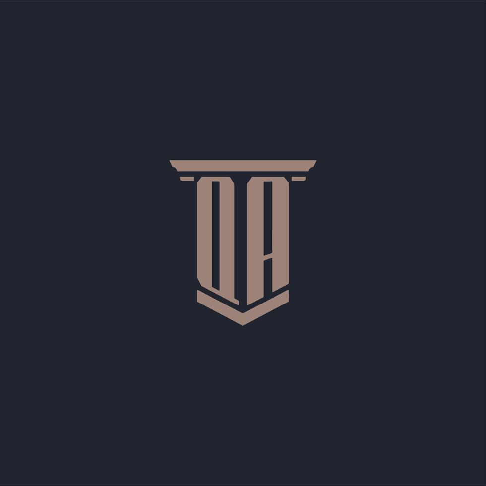 qa logo monogramme initial avec un design de style pilier vecteur