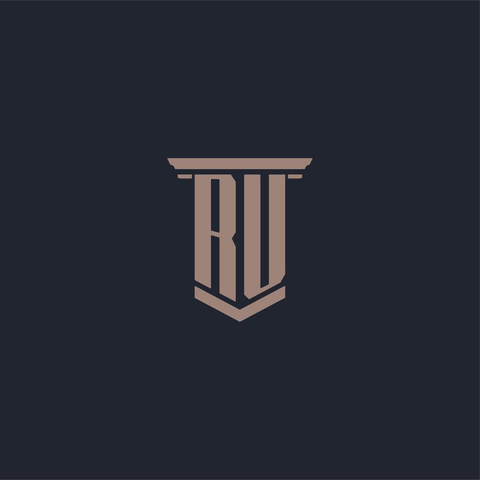 logo monogramme initial ru avec un design de style pilier vecteur