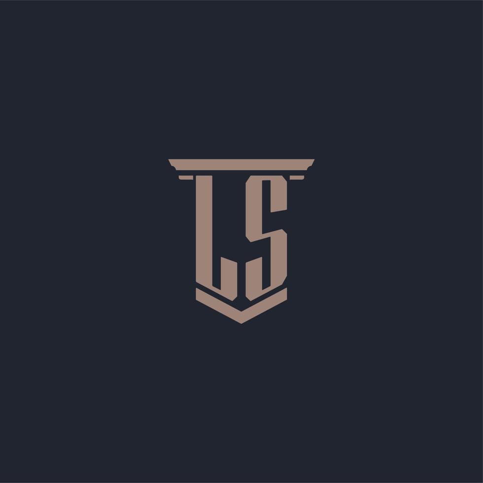 ls logo monogramme initial avec un design de style pilier vecteur