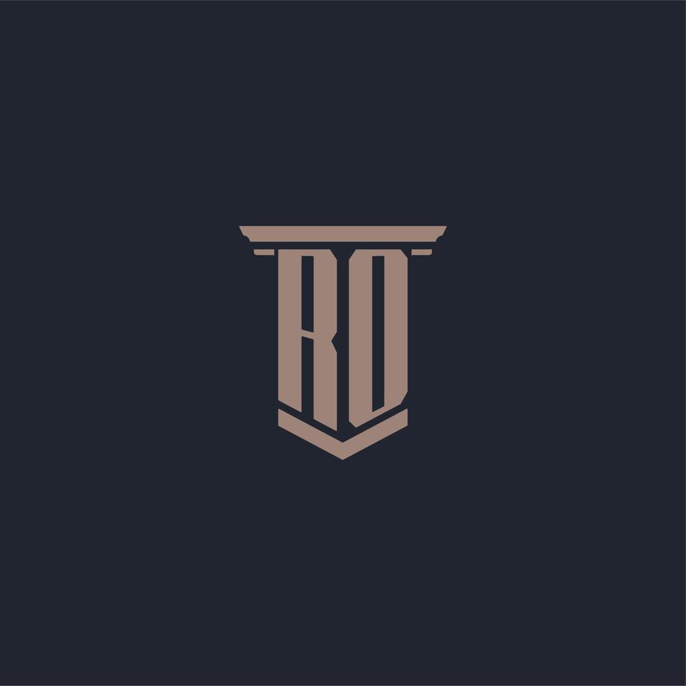 logo monogramme initial ro avec un design de style pilier vecteur