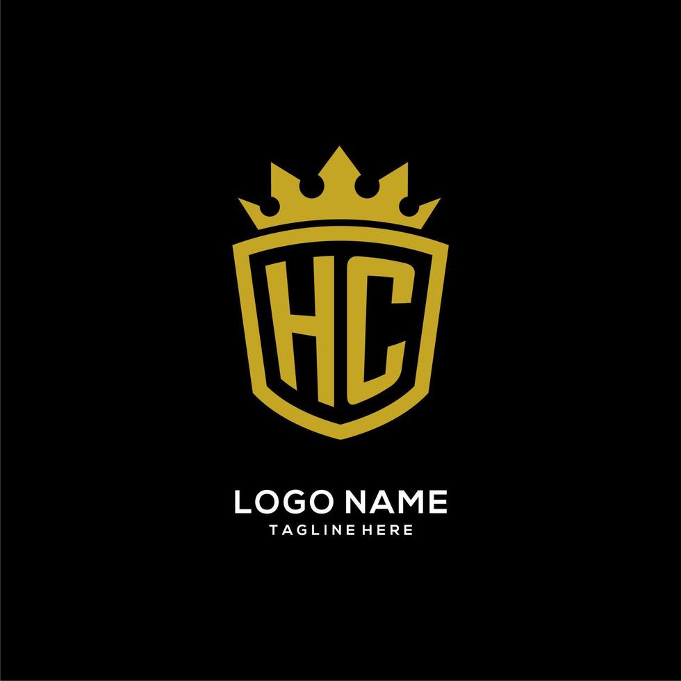 style de couronne de bouclier de logo hc initial, conception de logo monogramme élégant de luxe vecteur