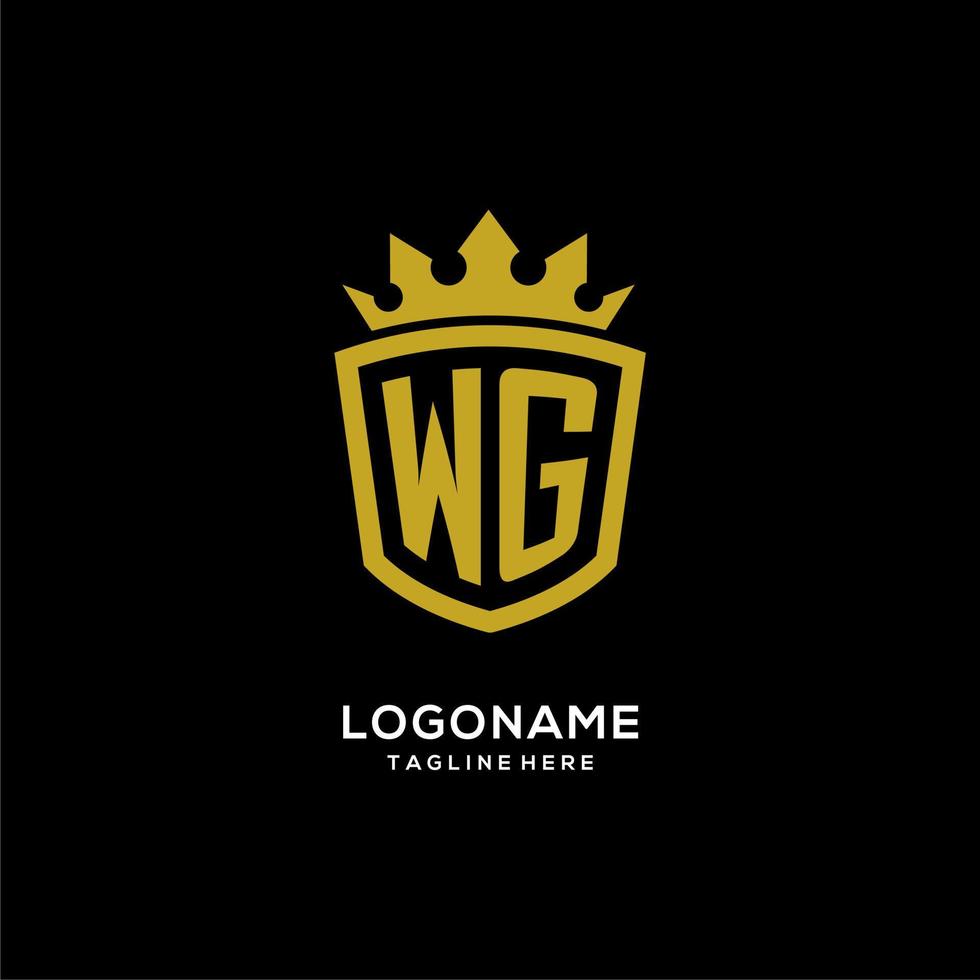 style de couronne de bouclier de logo wg initial, conception de logo monogramme élégant de luxe vecteur