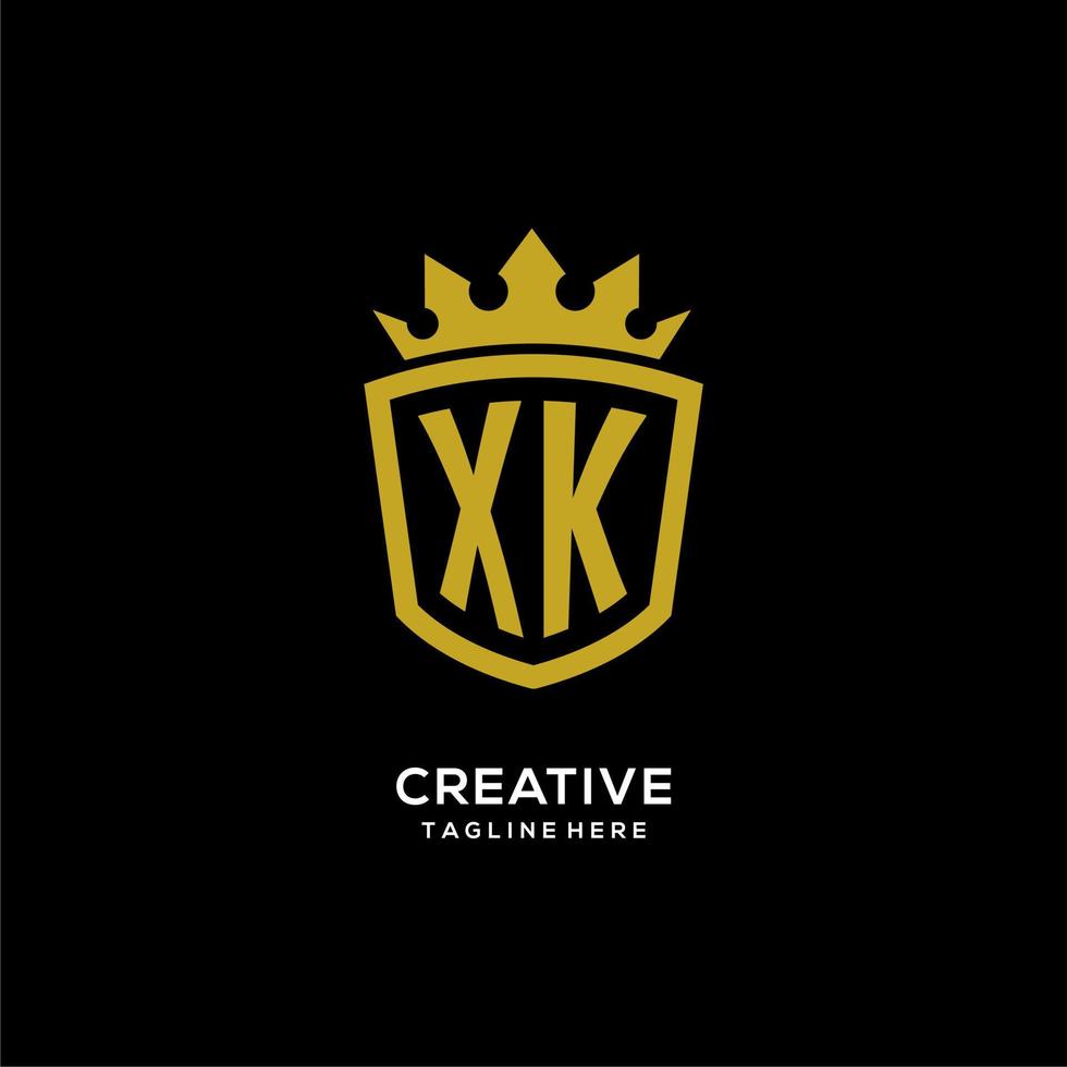 style initial de couronne de bouclier de logo de xk, conception élégante de luxe de logo de monogramme vecteur