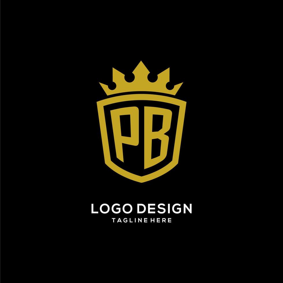 style de couronne de bouclier de logo pb initial, conception de logo monogramme élégant de luxe vecteur