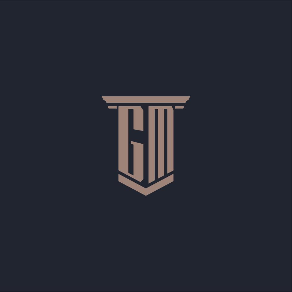 logo monogramme initial gm avec un design de style pilier vecteur