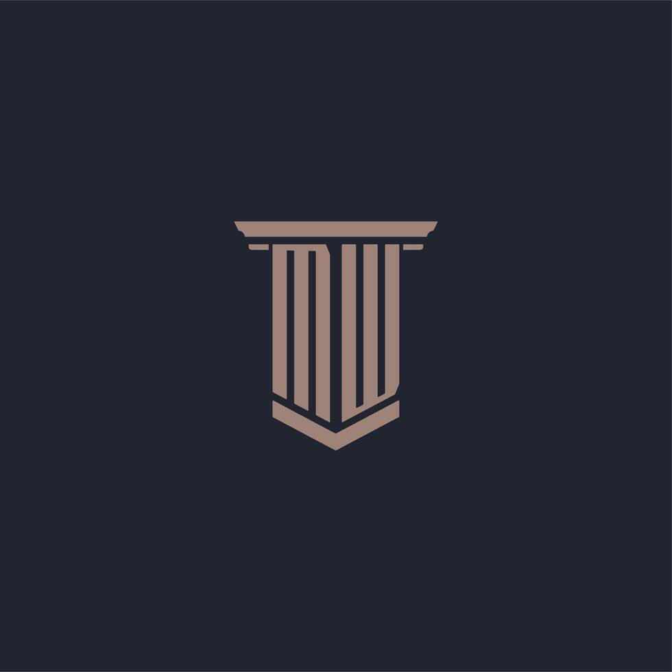 logo monogramme initial mw avec design de style pilier vecteur