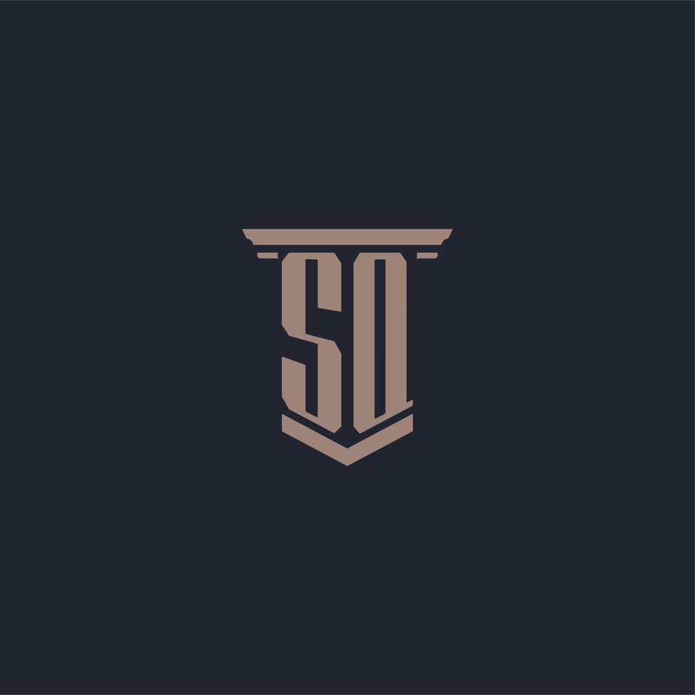 logo monogramme initial sq avec un design de style pilier vecteur