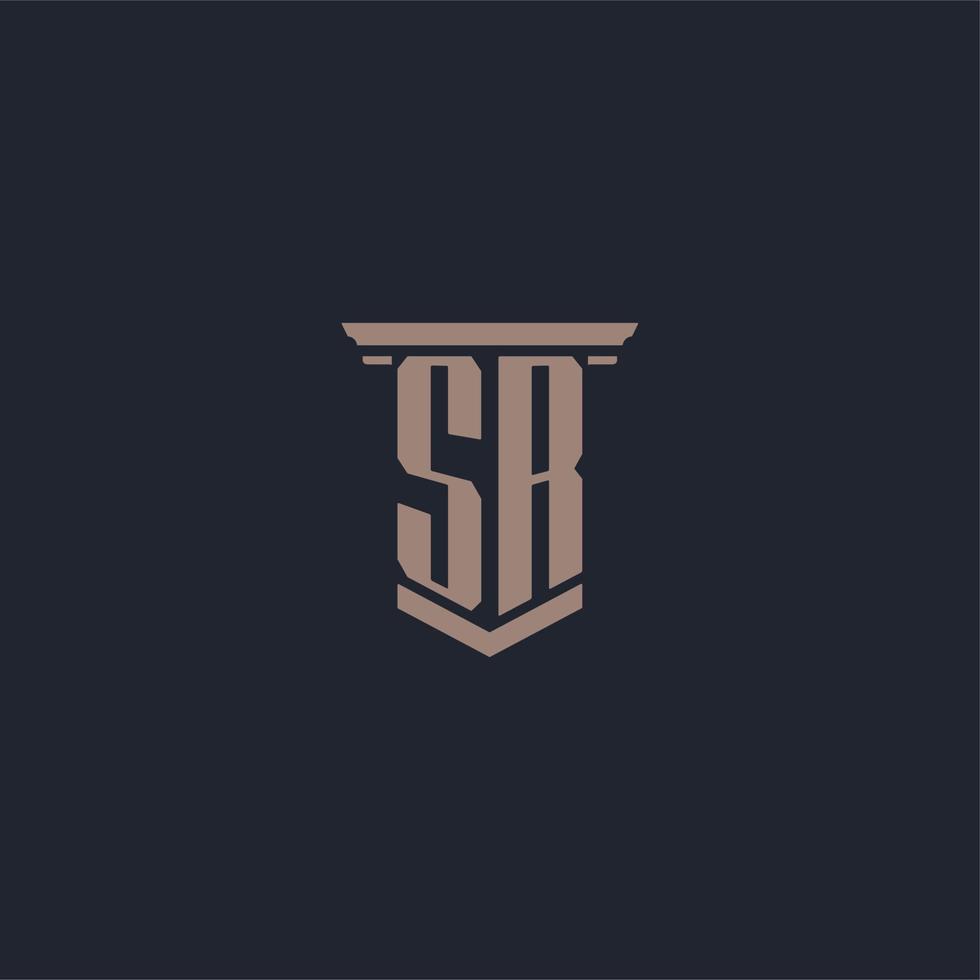 logo monogramme initial sr avec un design de style pilier vecteur