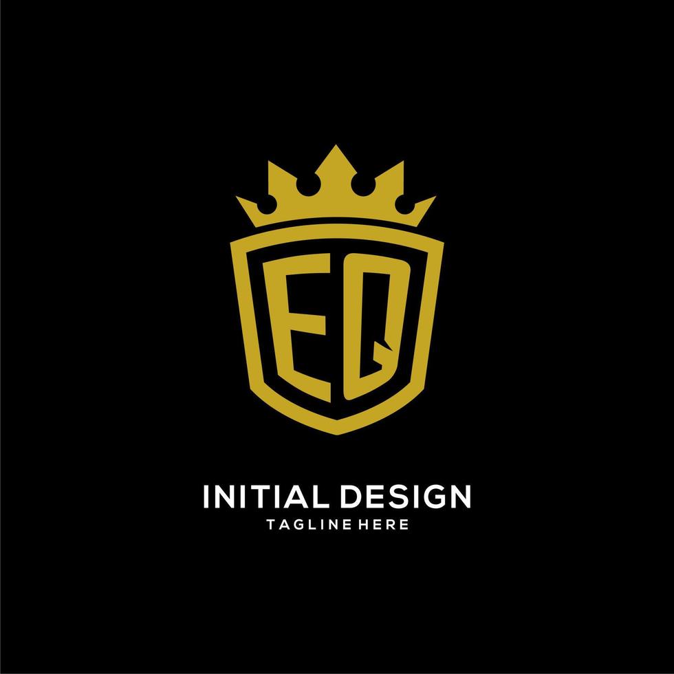 style de couronne de bouclier de logo eq initial, conception de logo monogramme élégant de luxe vecteur