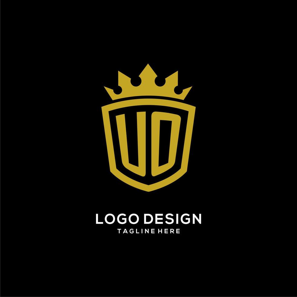 style de couronne de bouclier de logo initial uo, conception de logo monogramme élégant de luxe vecteur
