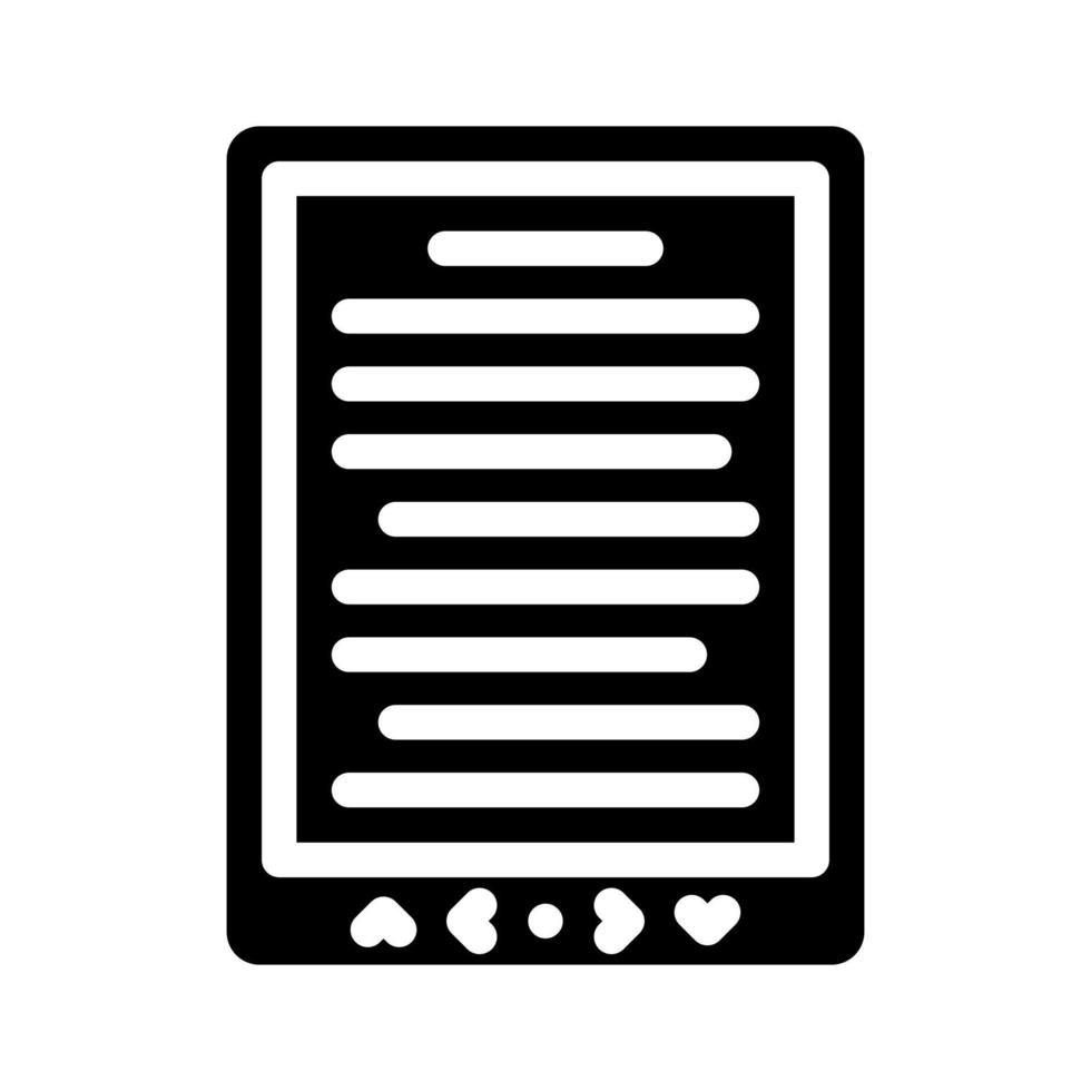 illustration vectorielle d'icône de glyphe de périphérique ebook vecteur