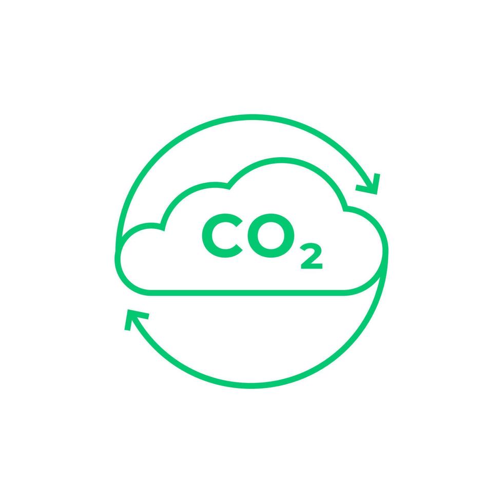 gaz co2, vecteur d'icône de ligne de dioxyde de carbone.