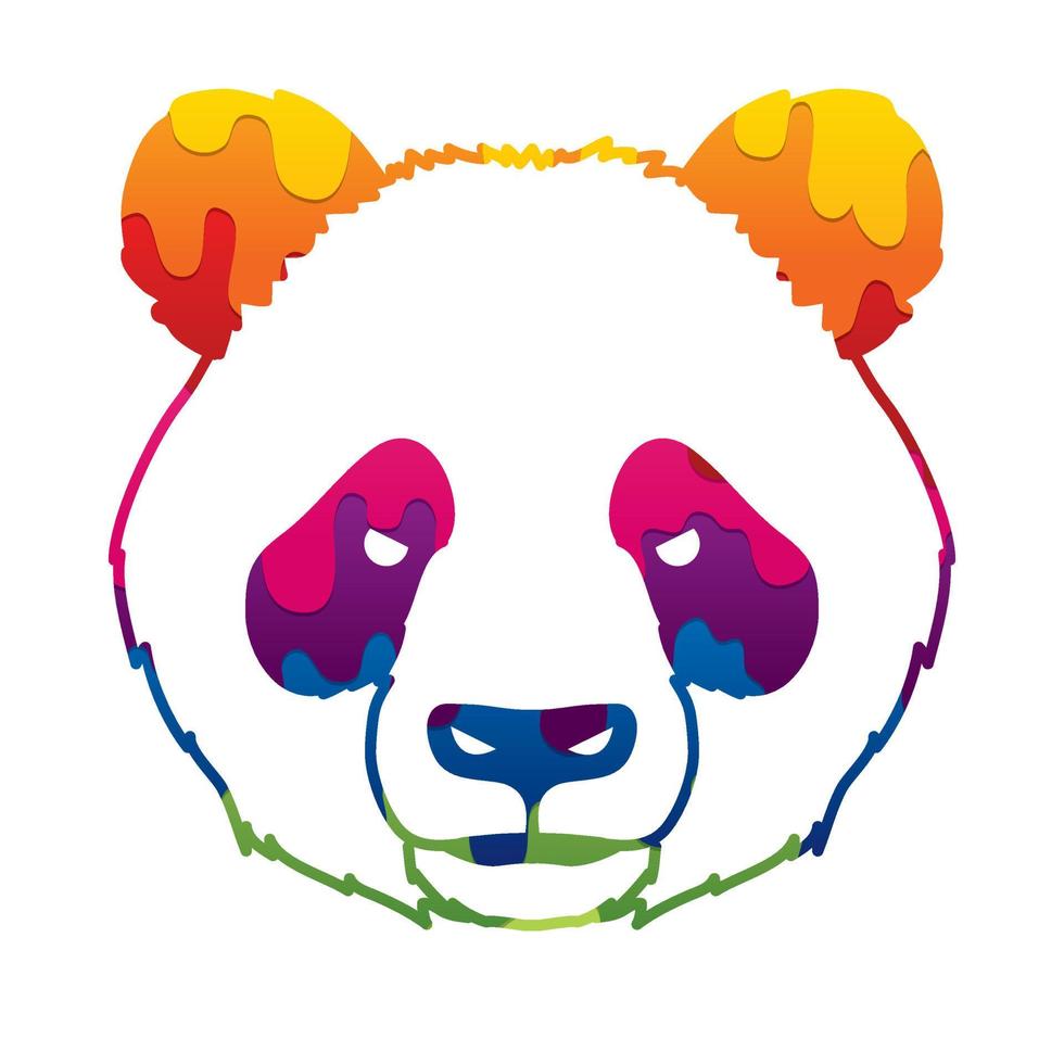 visage de tête de panda coloré vecteur