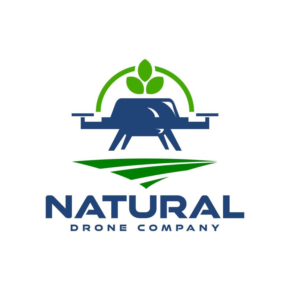 illustration d'un drone avec une forme de feuille sur le dessus. logo pour la société de technologie de drone. vecteur