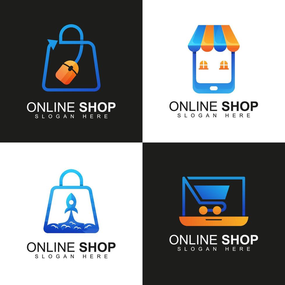 modèle de vecteur de collection de logo de boutique en ligne