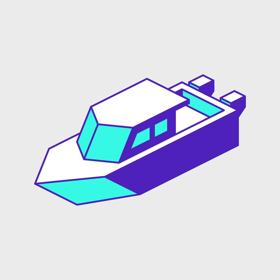 bateau de pêche navire isométrique vecteur icône illustration
