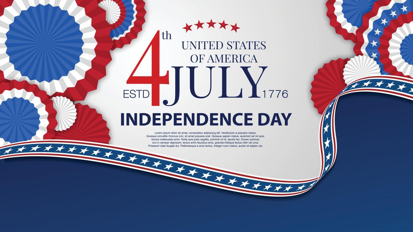 fête de l'indépendance usa drapeau américain decor.4 juillet modèle d'affiche de célébration.illustration vectorielle. vecteur