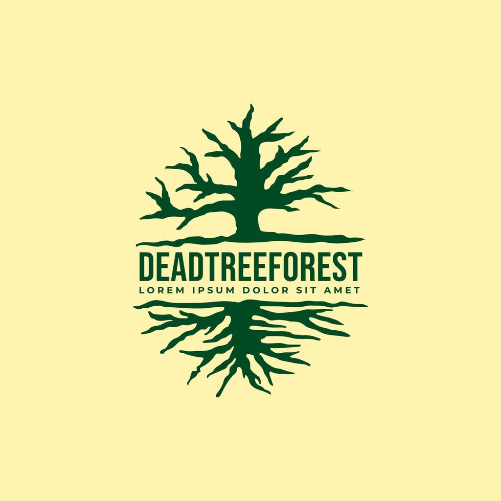 logo de la forêt d'arbres morts. silhouette d'arbre mort. logo de la nature vecteur