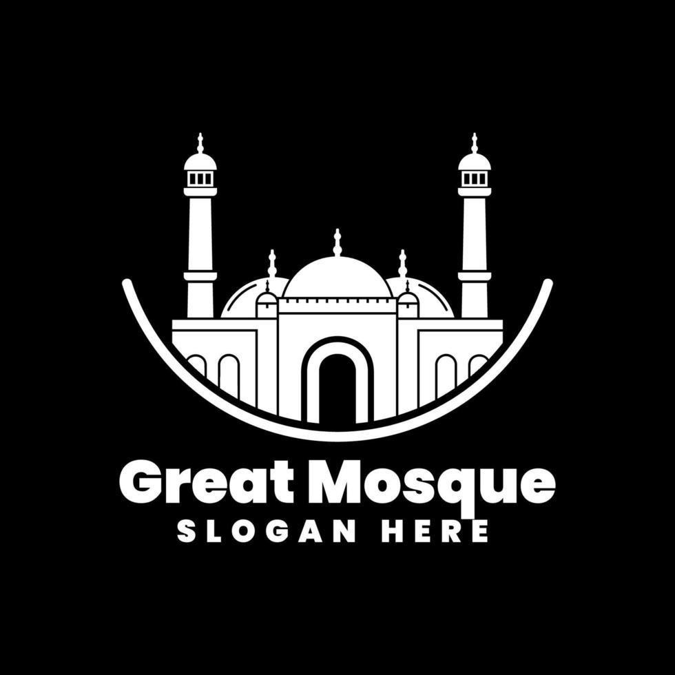 logo de la grande mosquée, style silhouette vecteur