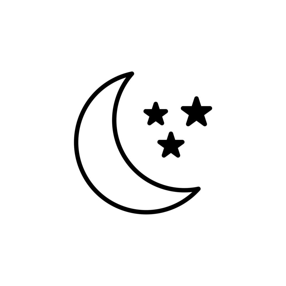 lune, nuit, clair de lune, concept de conception d'icône de ligne solide de minuit pour le web et l'interface utilisateur, icône simple adaptée à toutes fins. vecteur