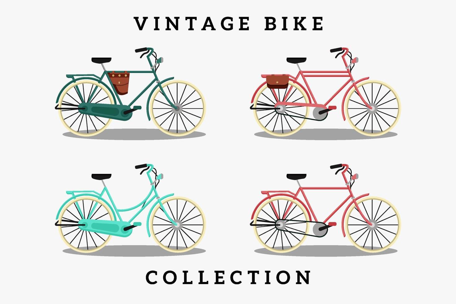 collection d'illustrations plates de vélo vintage vecteur