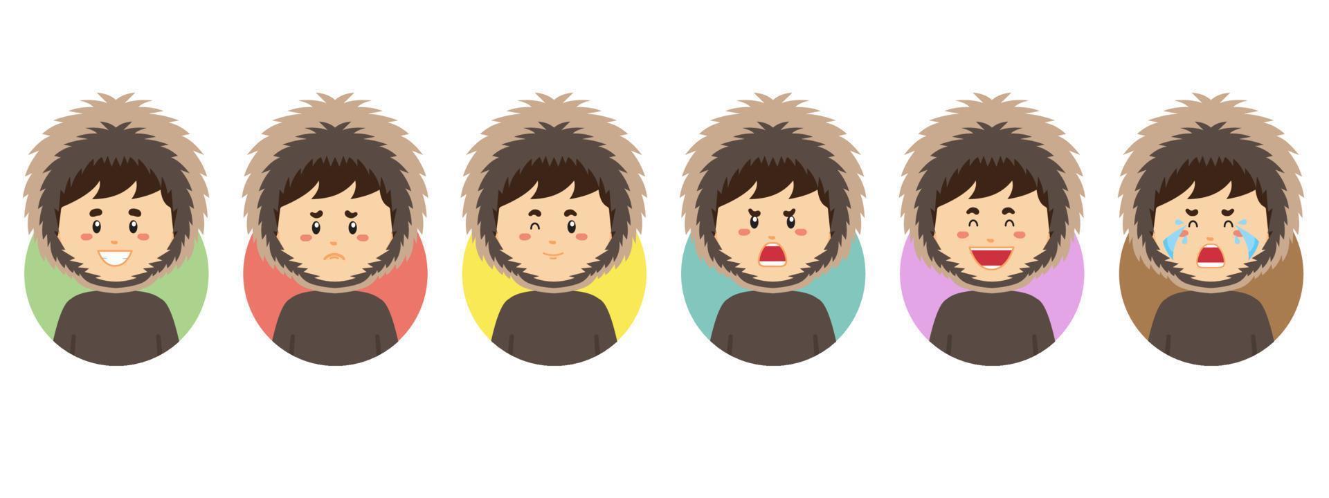 avatar esquimau avec diverses expressions vecteur