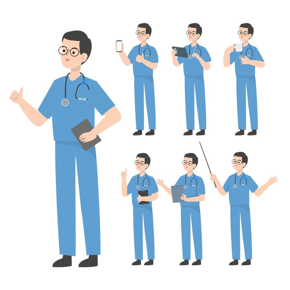 conception de personnage de médecin présentant le concept vecteur