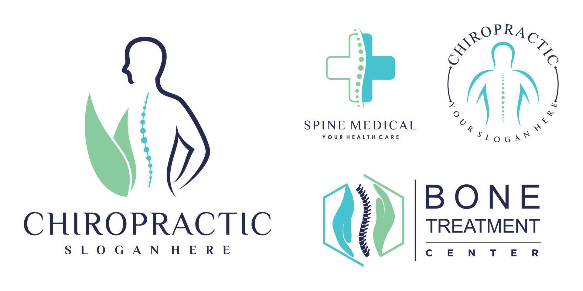 collection de conception de logo de jeu d'icônes chiropratiques pour la thérapie de massage avec vecteur premium de concept unique