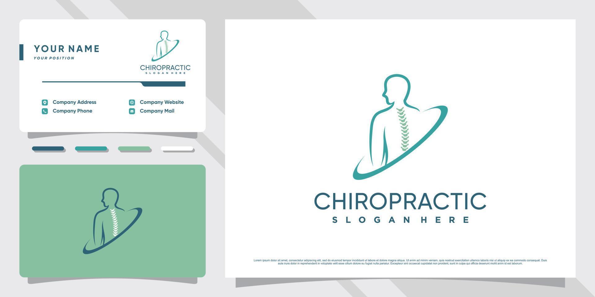 création de logo chiropratique pour thérapie de massage avec vecteur premium de modèle de carte de visite