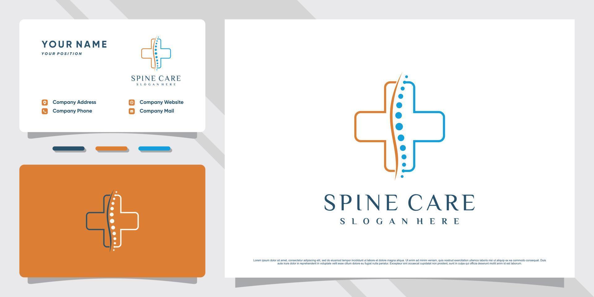 création de logo de clinique osseuse pour thérapie de massage de la colonne vertébrale avec élément créatif vecteur premium