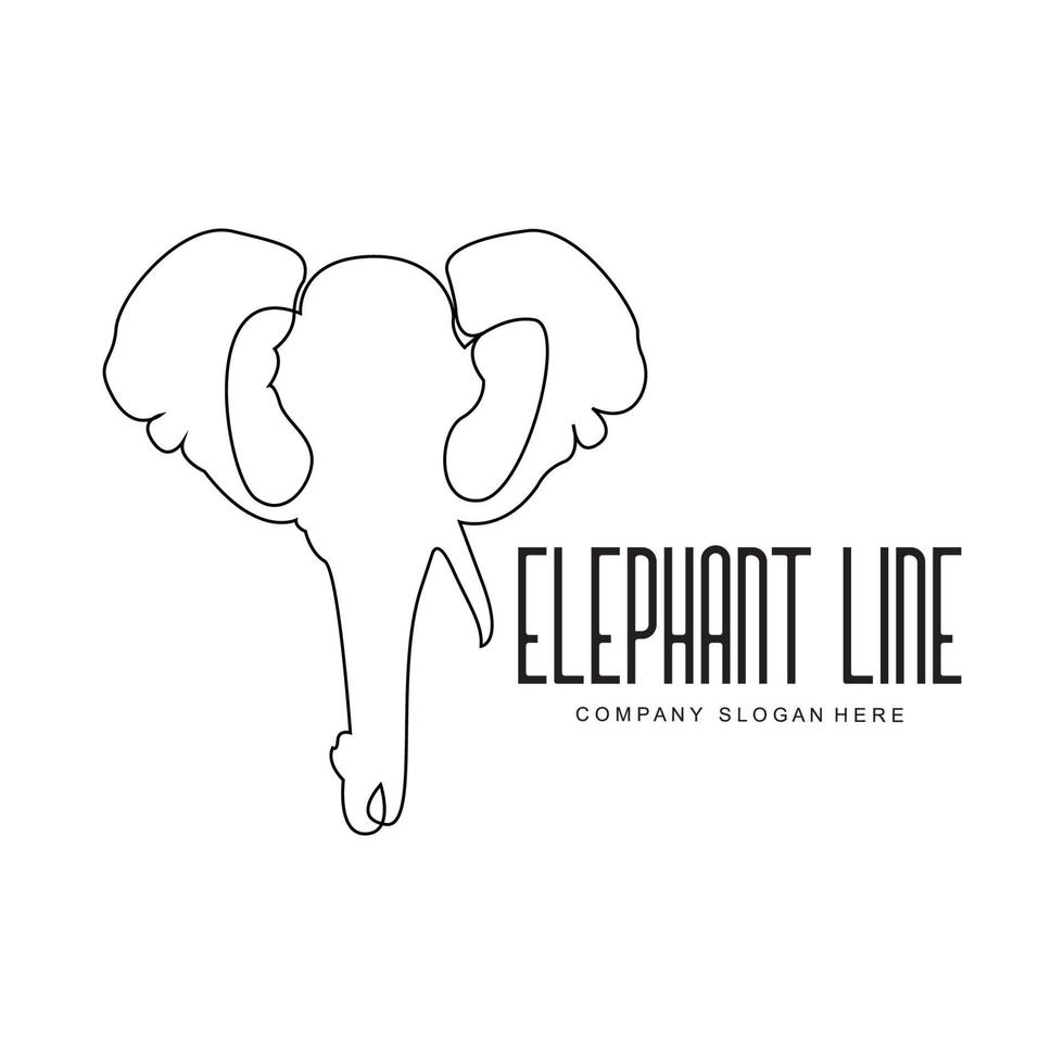 conception de logo de ligne d'éléphant illustration vectorielle de croquis animal protégé vecteur