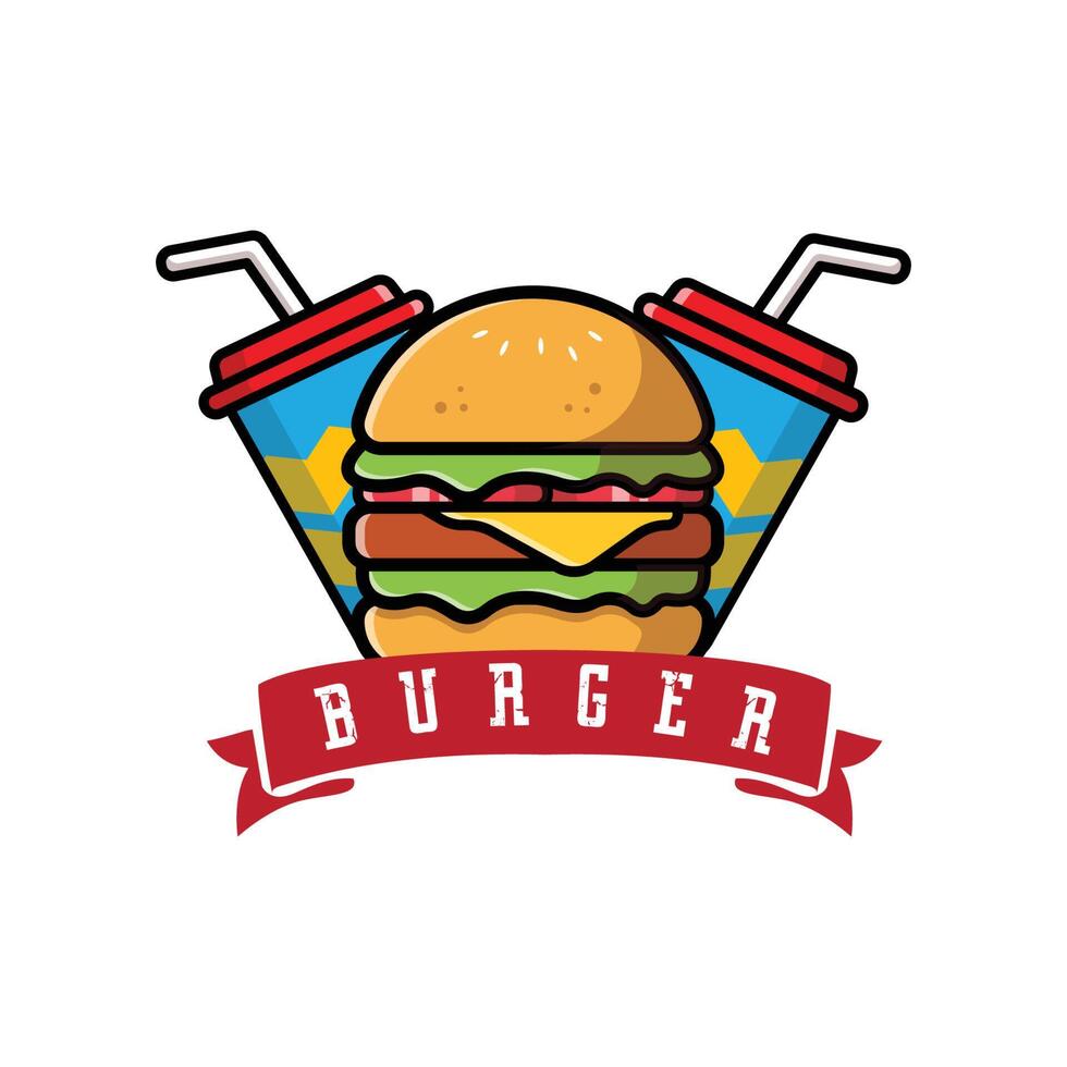 création d'arrière-plan vectoriel du logo burger food, faite de pain, de légumes et de viande. convient aux entreprises, à la sérigraphie, aux autocollants, aux bannières, aux écorcheurs