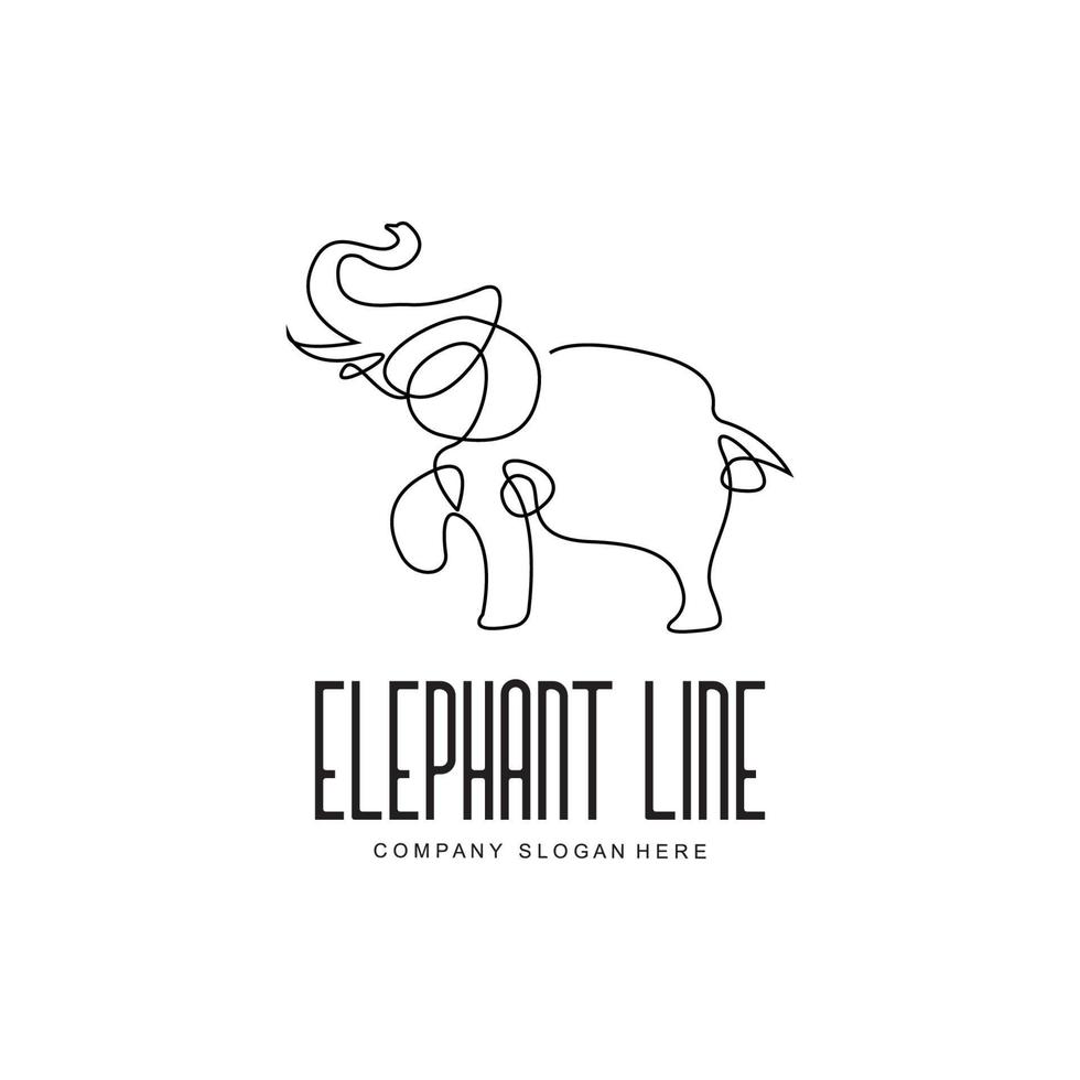 conception de logo de ligne d'éléphant illustration vectorielle de croquis animal protégé vecteur