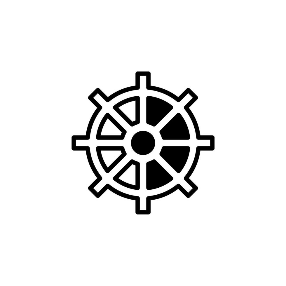 gouvernail, nautique, bateau, modèle de logo d'illustration vectorielle d'icône de ligne solide de bateau. adapté à de nombreuses fins. vecteur