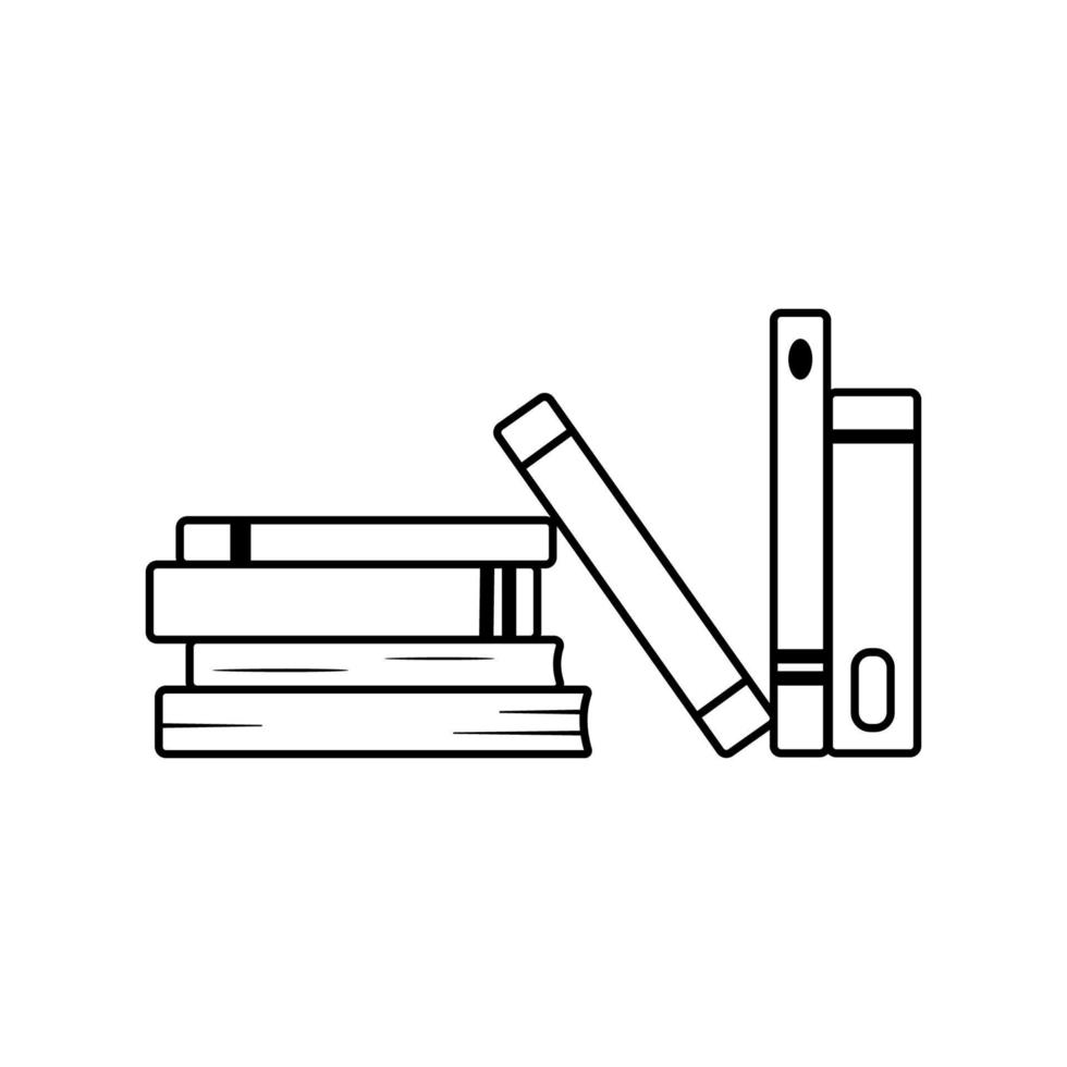 illustration de ligne vectorielle isolée sur blanc. icône de pile de livre vecteur