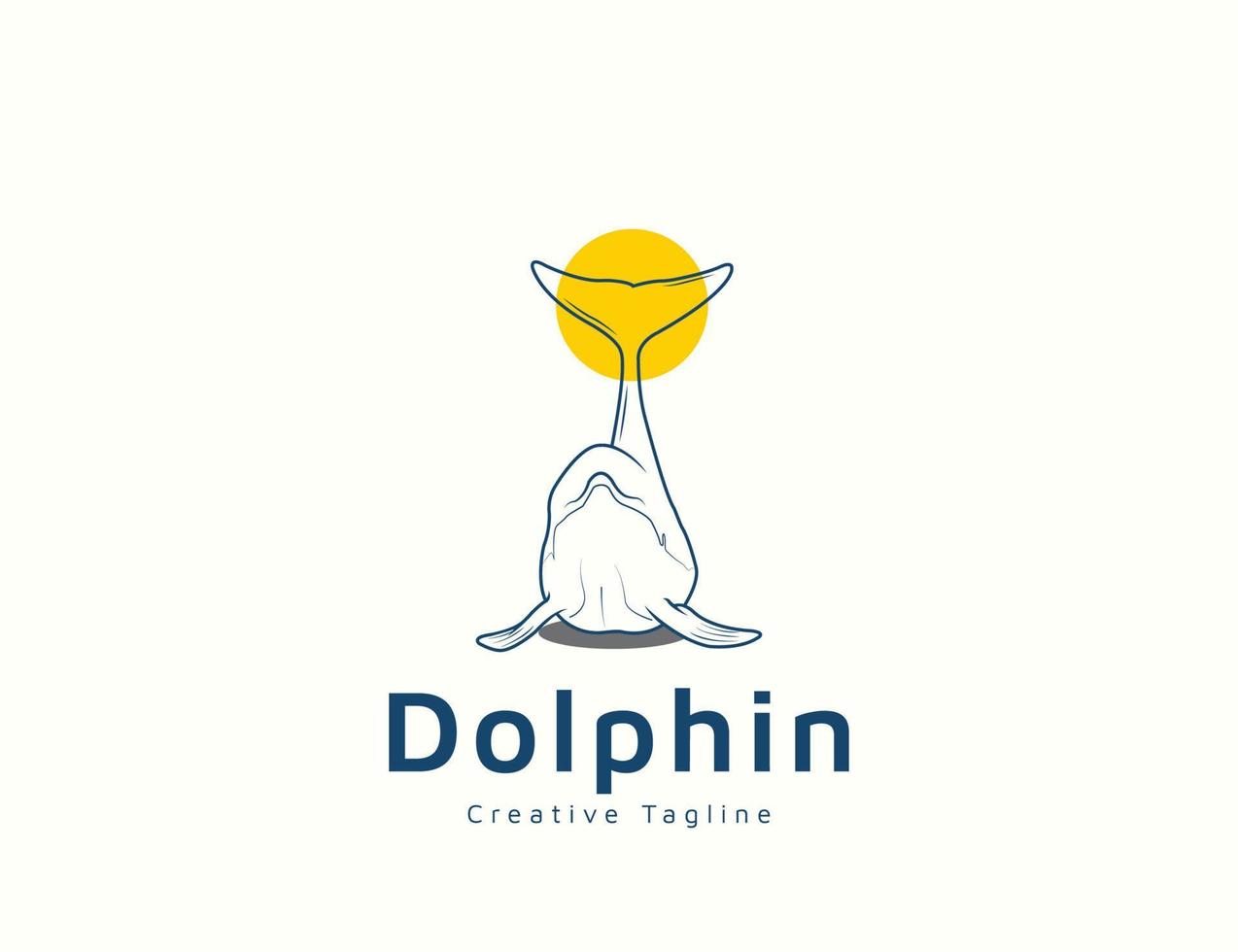 dauphin avec création de logo soleil vecteur