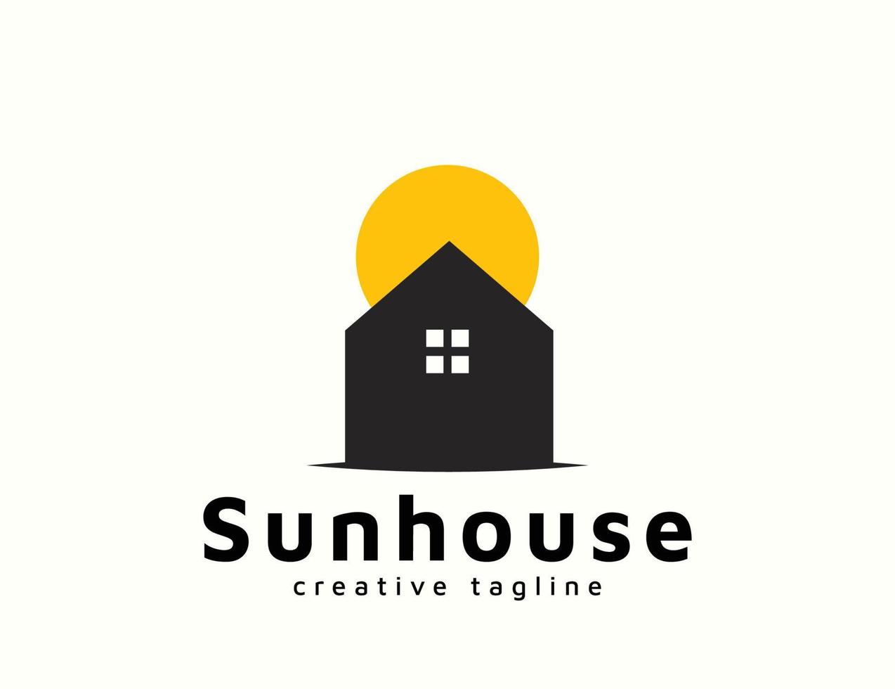 logo de la maison avec logo soleil vecteur