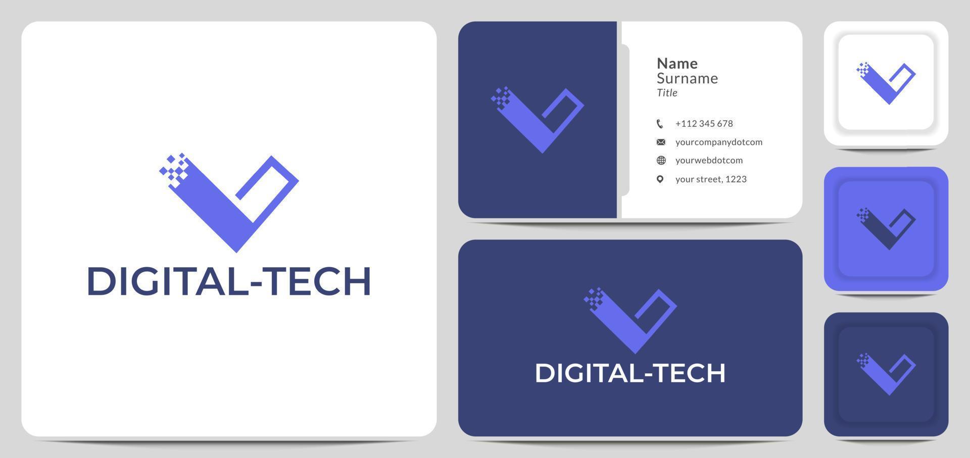 logo design lettre v données, numérique, connexion, science, symbole vecteur icône réseau. pour les informations technologiques