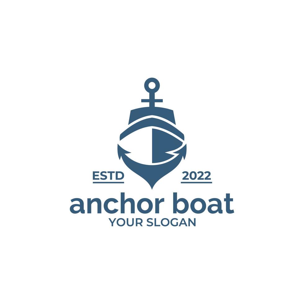 vecteur de modèle de conception de logo d'ancre de bateau