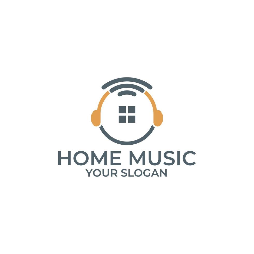 logo de maison de musique simple, modèle vectoriel de conception de logo de studio de musique